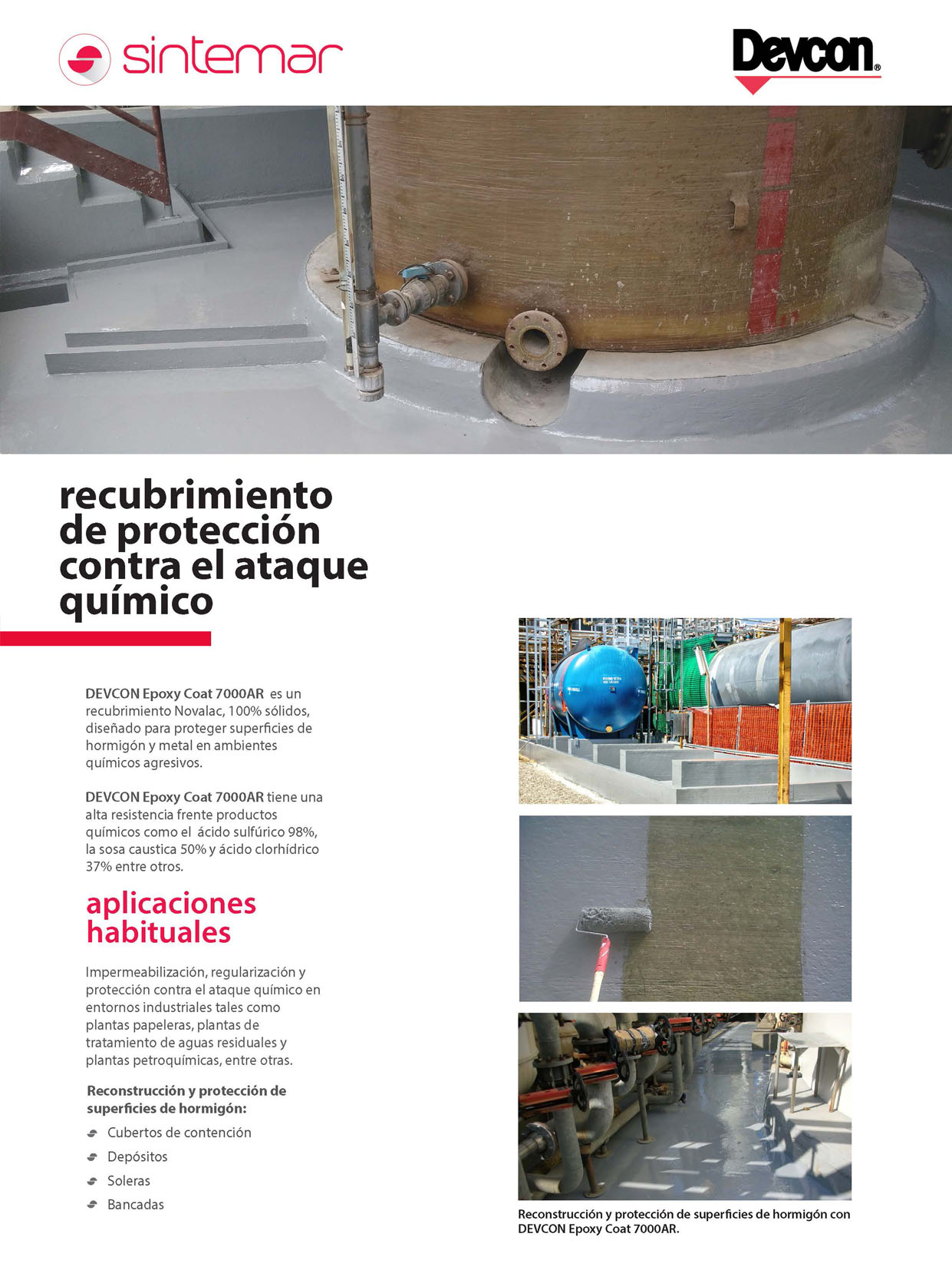 Recubrimiento de protección contra el ataque químico Epoxy Coat 7000AR