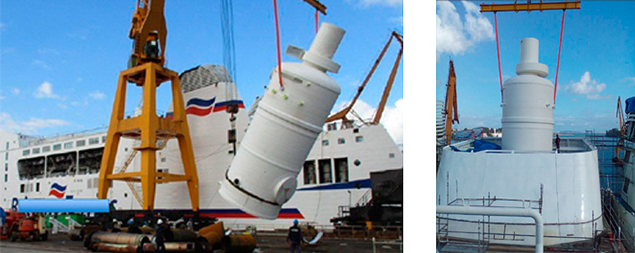 Proceso de instalación del “scrubber” en el astillero Astander