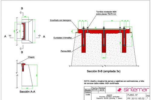 Design of the base plate grouting of a vertical pump