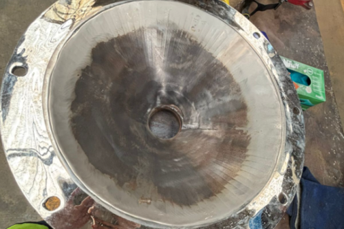 Reparación de embudo de molino en Empresa Agrícola de Fertilizantes